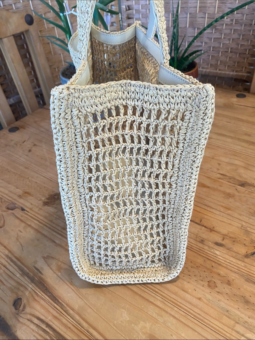 Tory Burch Cream Raffia Open-Weave Tote - Picture 5 of 17